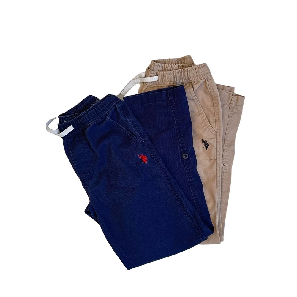 Boys U.S Polo Assn Drawstring Pants Roll Up Pant Leg Secure Button